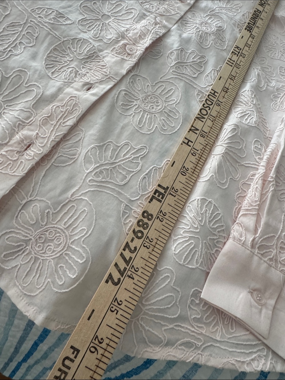 Reworked Women’s Light Pink Embroidered Long-Sleeve Shirt by Hester’s Orchard - Picture 6 of 8